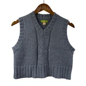 Esprit Blue Knit V Neck Sweater Vest Crop Sleeveless Vintage